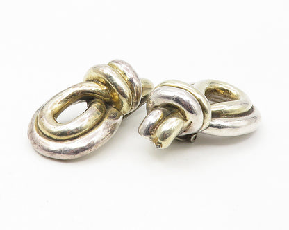 925 Sterling Silver  Vintage Knot Loop Design Non Pierce Drop Earrings  EG5872
