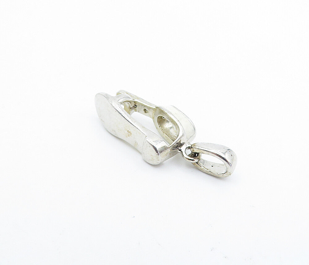 925 Sterling Silver  Vintage Petite Topaz Enamel Coated Sandal Pendant  PT2685