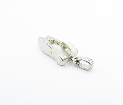 925 Sterling Silver  Vintage Petite Topaz Enamel Coated Sandal Pendant  PT2685