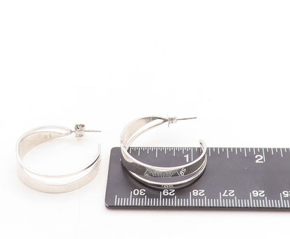 925 Sterling Silver Vintage Earrings Modernist Cutout Open Hoops  EG13307