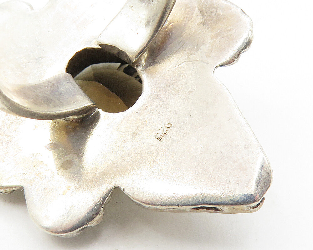 925 Sterling Silver  Smoky Topaz Floral Motif Cocktail Ring Sz 8  RG10109