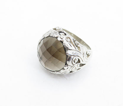 925 Sterling Silver  Vintage Topaz Floral Swirl Vine Cocktail Ring Sz 8 RG5760