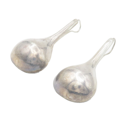MEXICO 925 Sterling Silver  Vintage Smooth Hollow Rain Drop Earrings  EG7291