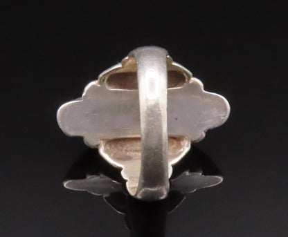 EUROPEAN 925 Silver  Vintage Graduated Malachite Dome Ring Sz 7  RG25098