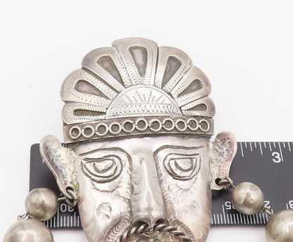 925 Sterling Silver  Vintage Antique Large Aztec Warrior Brooch Pin  BP10532