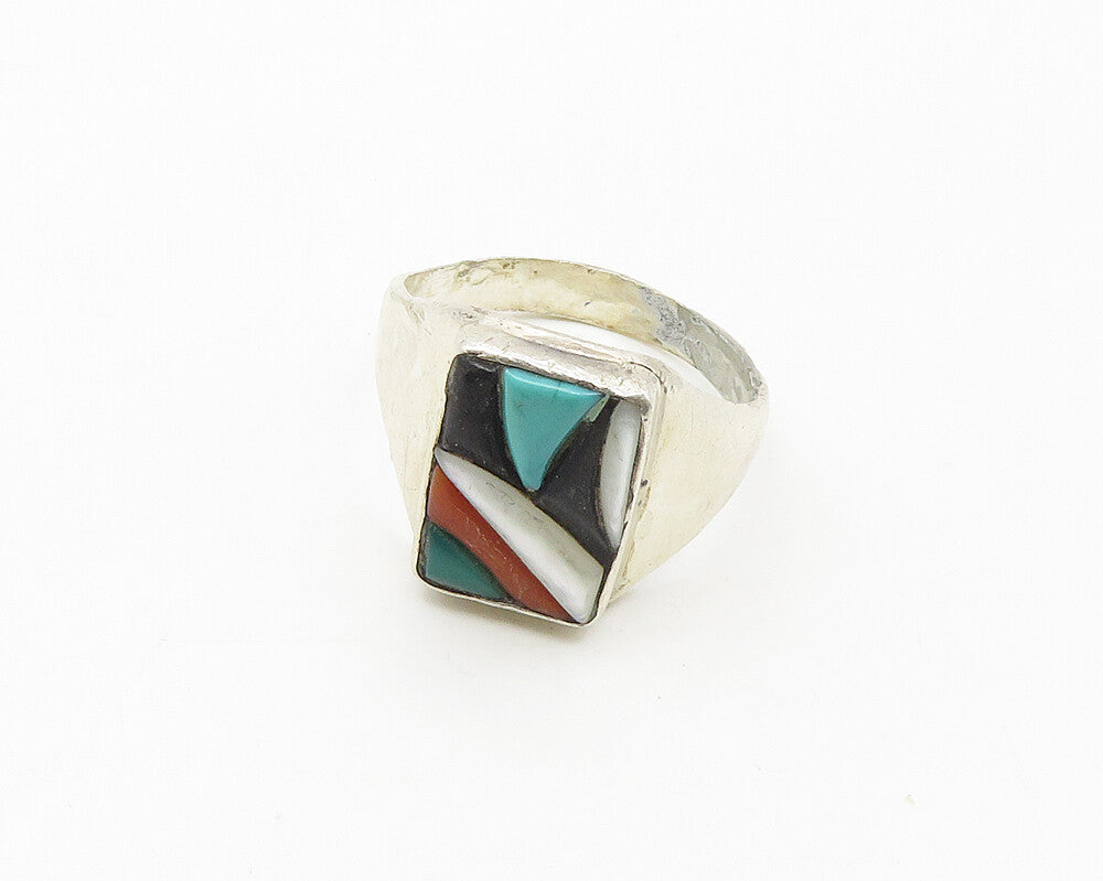 R&GT ZUNI 925 Silver  Vintage Mother Of Pearl Cocktail Ring Sz 12.5  RG18326