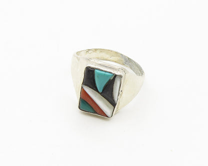 R&GT ZUNI 925 Silver  Vintage Mother Of Pearl Cocktail Ring Sz 12.5  RG18326