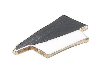 DESIGNER 925 Silver Vintage Modernist Black & White Enamel Brooch Pin  BP4766