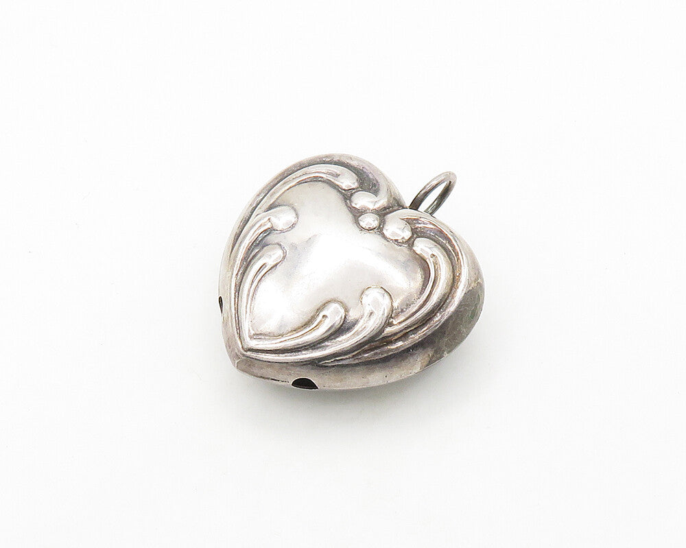 925 Sterling Silver  Vintage Shiny Swirl Love Heart Pendant (JINGLES)  PT15494