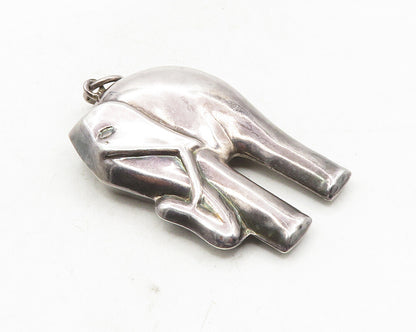 925 Sterling Silver  Vintage Dark Tone Hollow Elephant Motif Pendant  PT7790