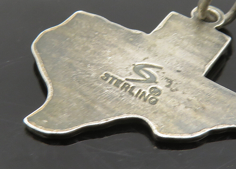 925 Sterling Silver  Vintage Dark Tone Texas State Map Pendant  PT18881