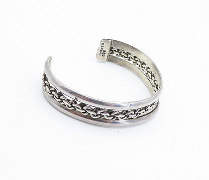 MEXICO 925 Sterling Silver  Vintage Dark Tone Twist Cuff Bracelet  BT2930