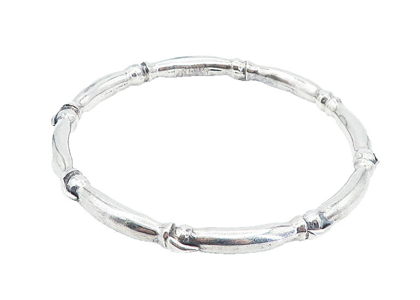 925 Sterling Silver  Vintage Shiny Bird Claw Pattern Bangle Bracelet  BT2074