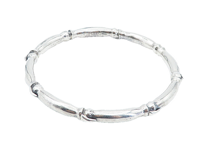 925 Sterling Silver  Vintage Shiny Bird Claw Pattern Bangle Bracelet  BT2074