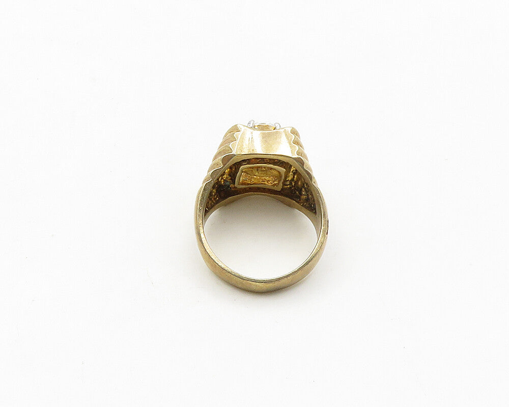 925 Sterling Silver Vintage Cubic Zirconia Gold Plated Band Ring Sz 6.5  RG19019