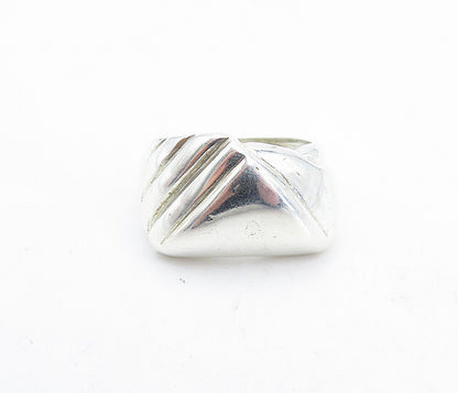 925 Sterling Silver  Vintage Modernist Shiny Fluted Band Ring Sz 7  RG5737