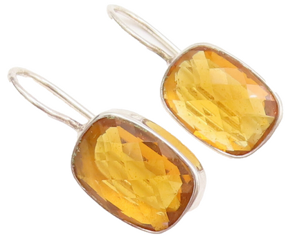 KARIBOU 925 Silver  Vintage Minimalist Rectangular Amber Earrings  EG12616