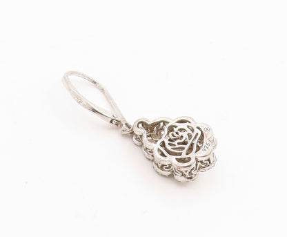 925 Sterling Silver Vintage Earrings Real Diamonds Designer Single Piece EG14287
