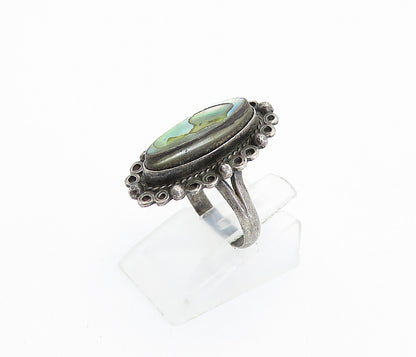 MEXICO 925 Sterling Silver  Vintage Abalone Shell Cocktail Ring Sz 6  RG4303