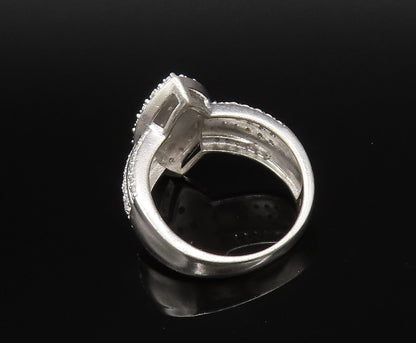 925 Silver  Vintage Multi Cubic Zirconia Marquise Frame Ring Sz 8  RG25807
