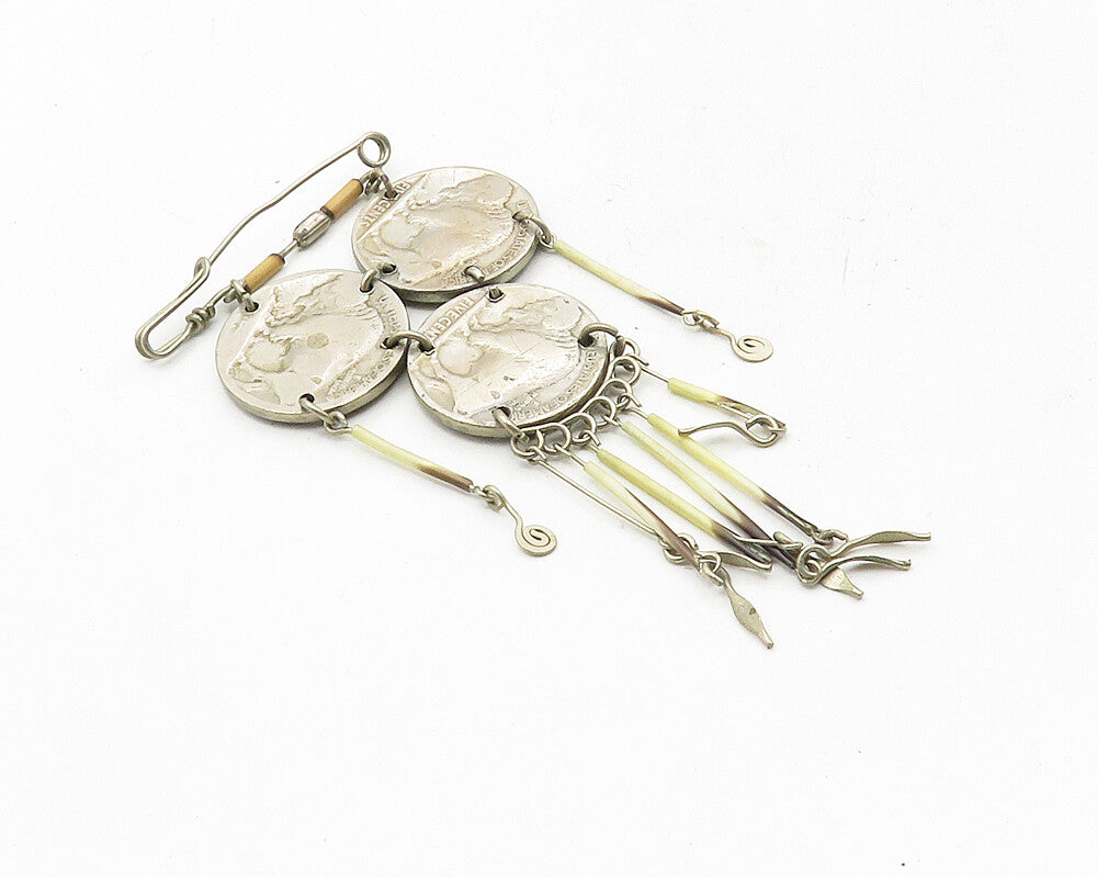 925 Sterling Silver  Vintage Antique United States Coin Brooch Pin  BP4072