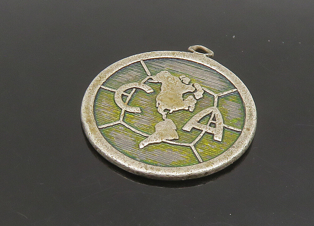 925 Sterling Silver  Vintage Dark Tone CA Initials Map Pendant  PT19438