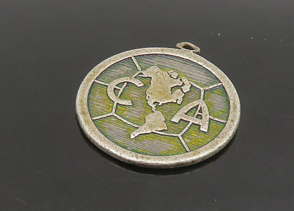 925 Sterling Silver  Vintage Dark Tone CA Initials Map Pendant  PT19438
