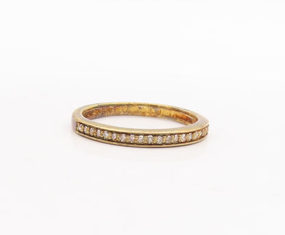 925 Sterling Silver Vintage Ring Gold Plated Diamonds Inlay  Sz 7  RG29727