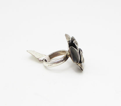 925 Sterling Silver  Vintage Sculpted Spring Flower Cocktail Ring Sz 5.5 RG3103