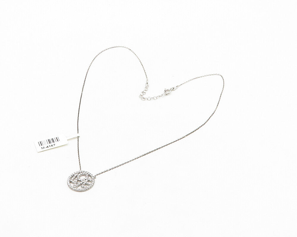 925 Sterling Silver  Shiny Cubic Zirconia Love Pendant Chain Necklace  NE3141