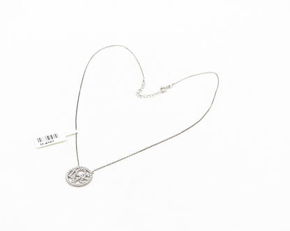 925 Sterling Silver  Shiny Cubic Zirconia Love Pendant Chain Necklace  NE3141