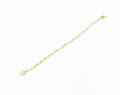 925 Sterling Silver  Shiny Cubic Zirconia Gold Plated Tennis Bracelet  BT7374