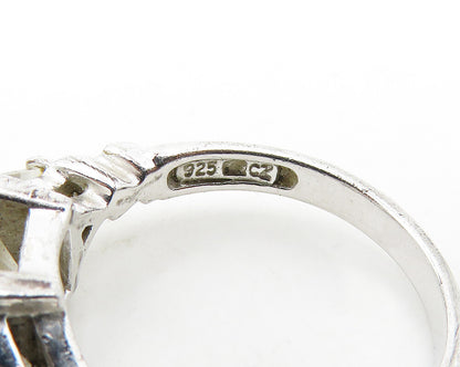 925 Sterling Silver  Vintage Cubic Zirconia 3 Stone Band Ring Sz 6  RG18691