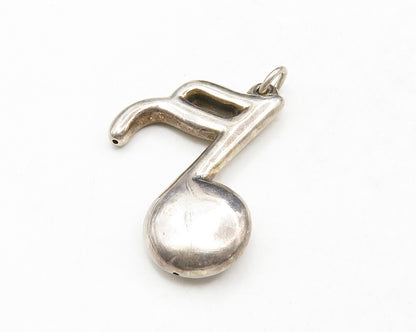 925 Sterling Silver  Vintage Dark Tone Hollow 16th Note Music Pendant  PT10228