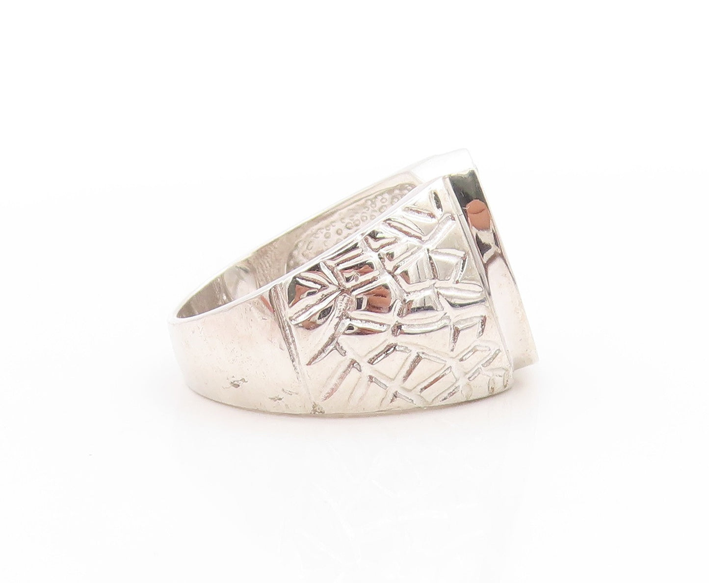925 Sterling Silver Vintage Ring CZ Lucky Horseshoe Statement Band Sz 8 RG33642