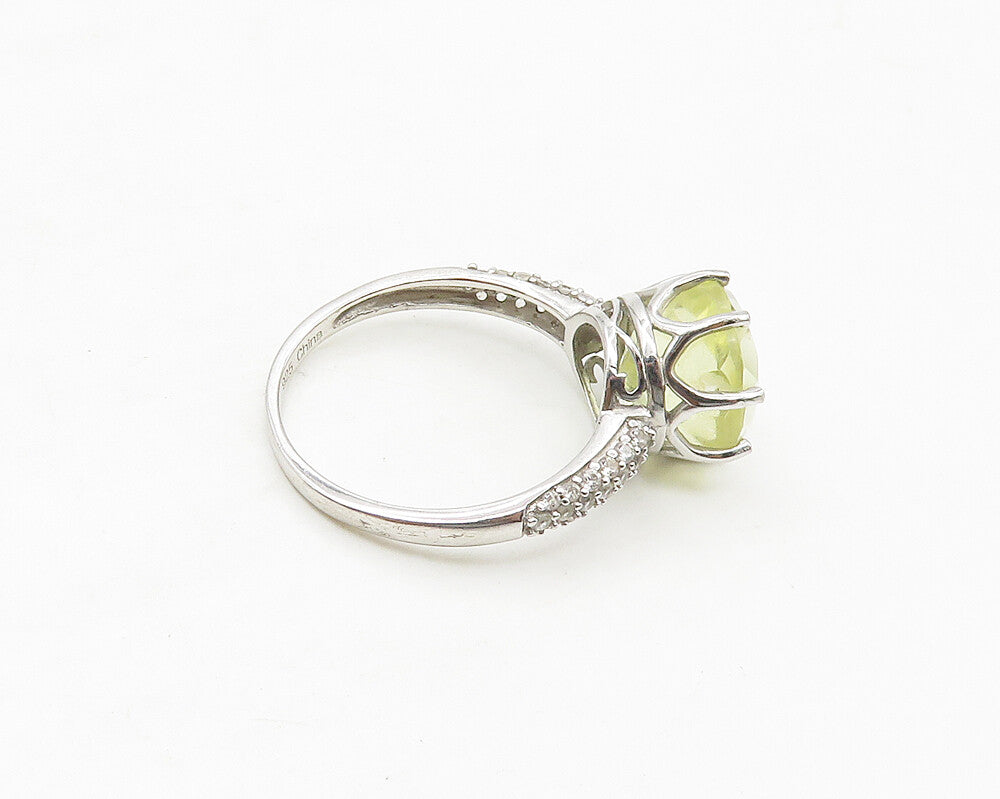 925 Sterling Silver  Prong Set Topaz Solitaire With Accents Ring Sz 7  RG17350