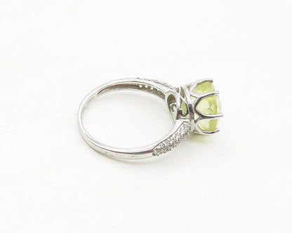 925 Sterling Silver  Prong Set Topaz Solitaire With Accents Ring Sz 7  RG17350
