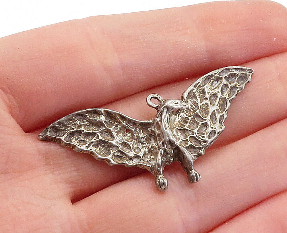 925 Sterling Silver  Vintage Antique Oxidized Flying Dragon Pendant  PT4089