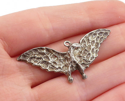 925 Sterling Silver  Vintage Antique Oxidized Flying Dragon Pendant  PT4089