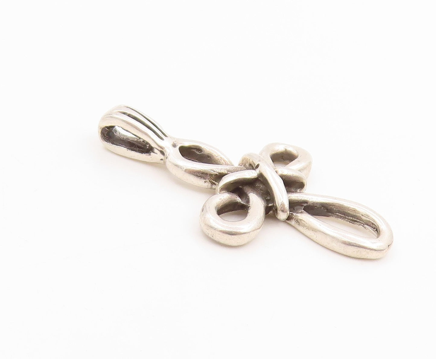 925 Sterling Silver Vintage Pendant Modernist Celtic Knot Holy Cross  PT26127