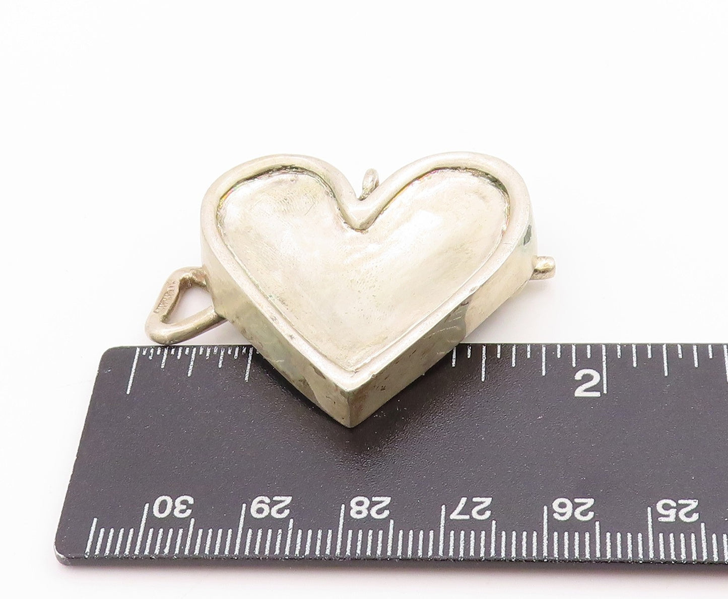 925 Sterling Silver Vintage Pendant Brutalist Open Love Heart Can  PT24725