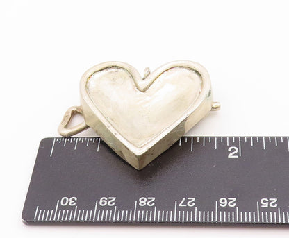 925 Sterling Silver Vintage Pendant Brutalist Open Love Heart Can  PT24725