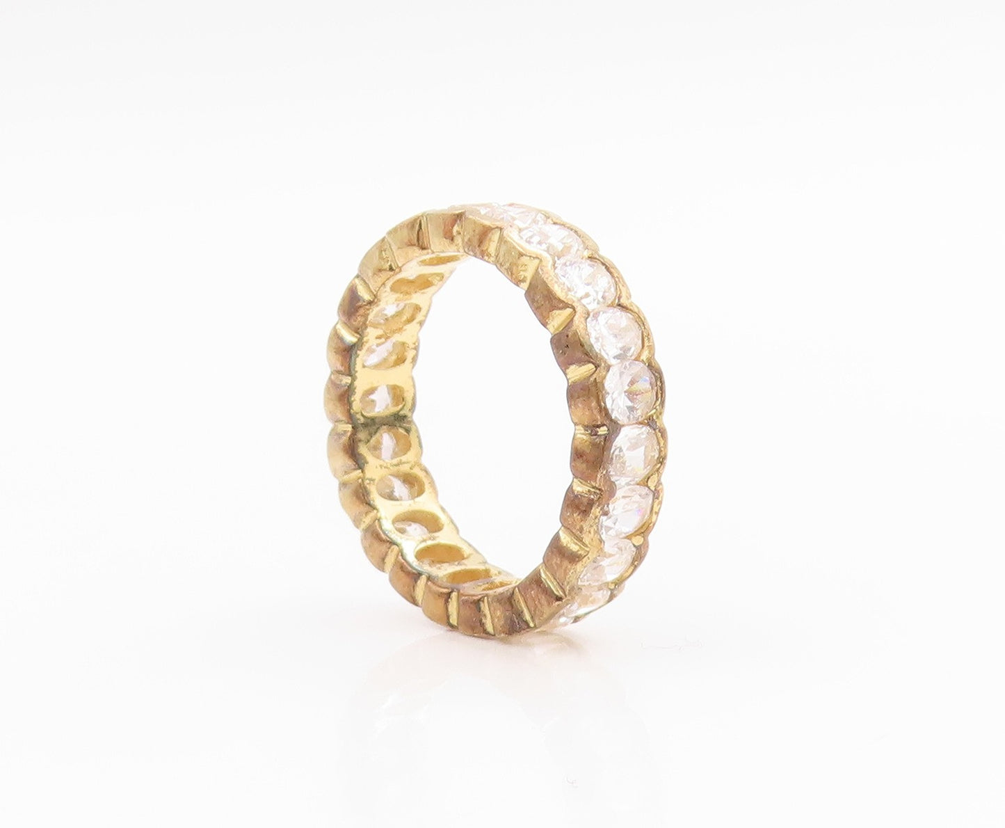 925 Sterling Silver Vintage Ring Gold Plated Topaz Eternity Band  Sz 7  RG35786