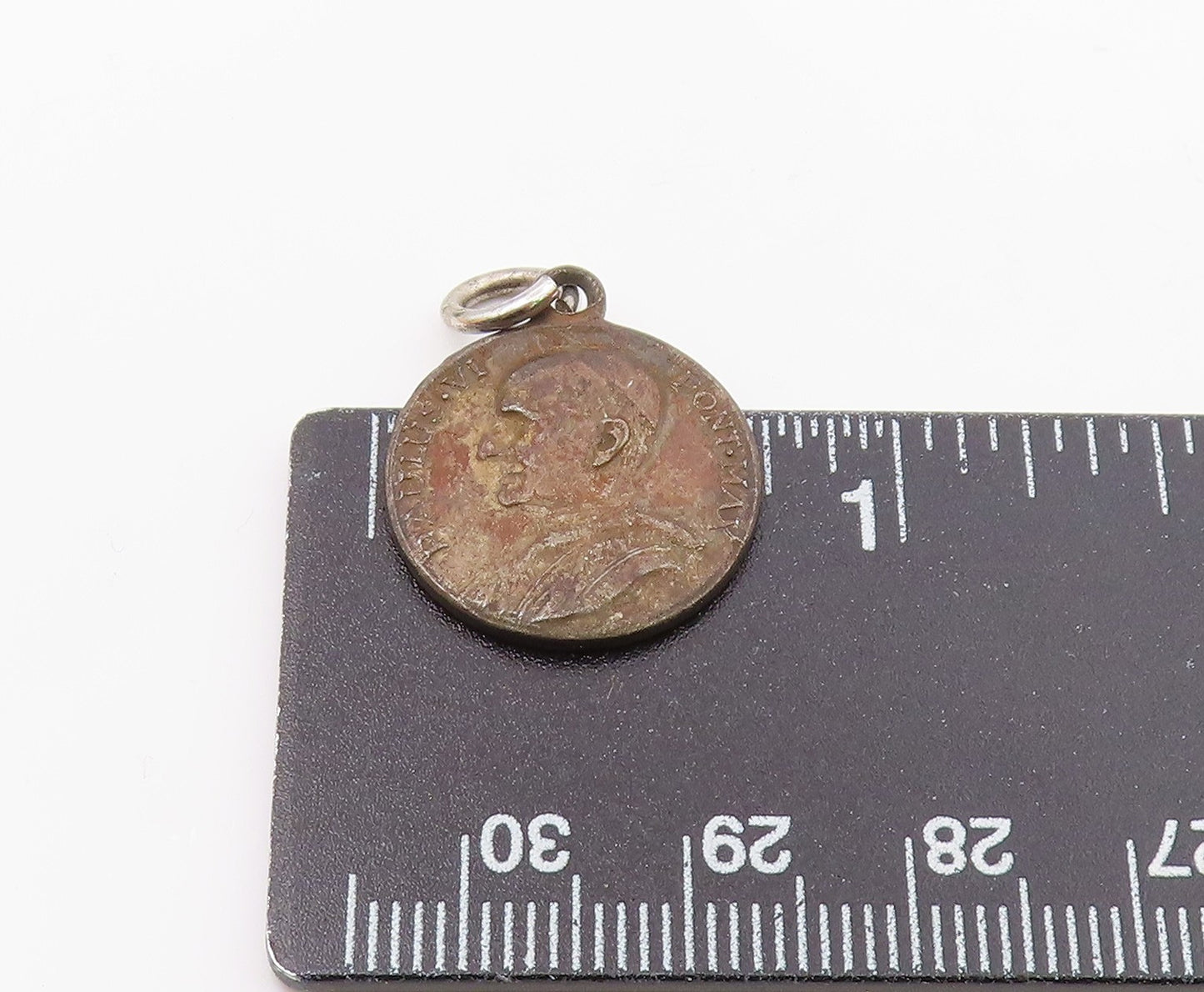 925 Sterling Silver  Vintage Antique Oxidized Pope Paul VI Pendant  PT8921