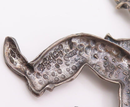 925 Sterling Silver Vintage Brooch Dark Tone Carved Dancing Clown Jester BP11700