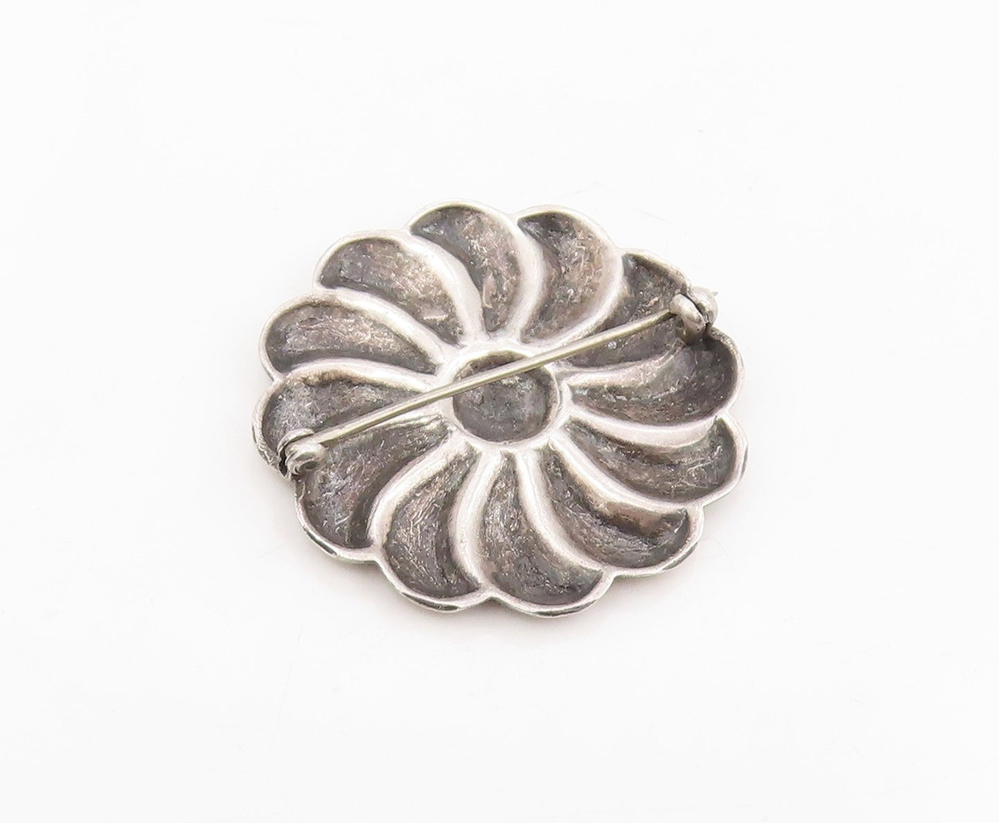 925 Sterling Silver Vintage Brooch Pin Classic Curving Botanical Flower  BP12241