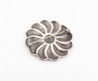 925 Sterling Silver Vintage Brooch Pin Classic Curving Botanical Flower  BP12241