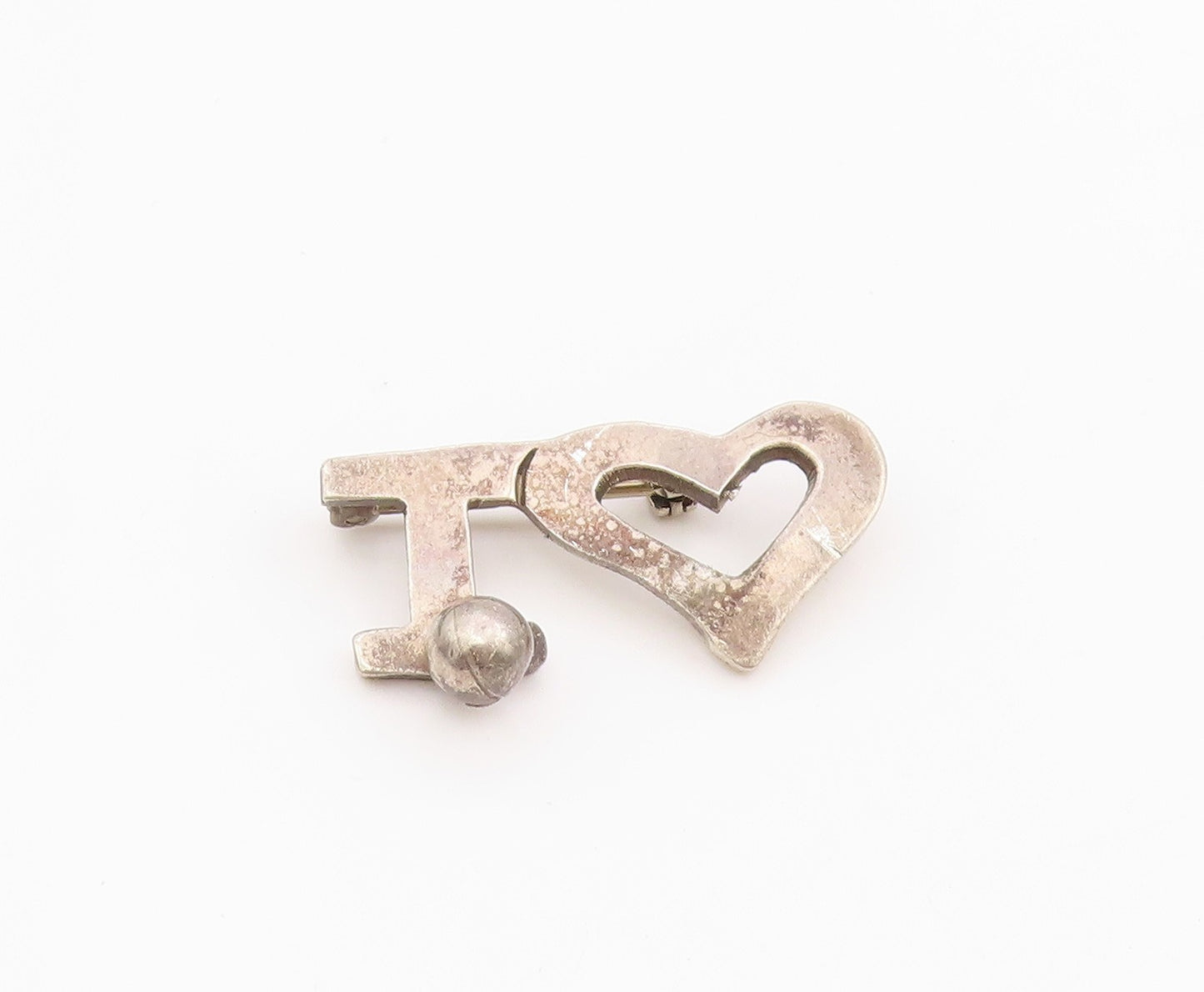 925 Sterling Silver Vintage Brooch Minimalist Open Love Heart Key Pin  BP12151