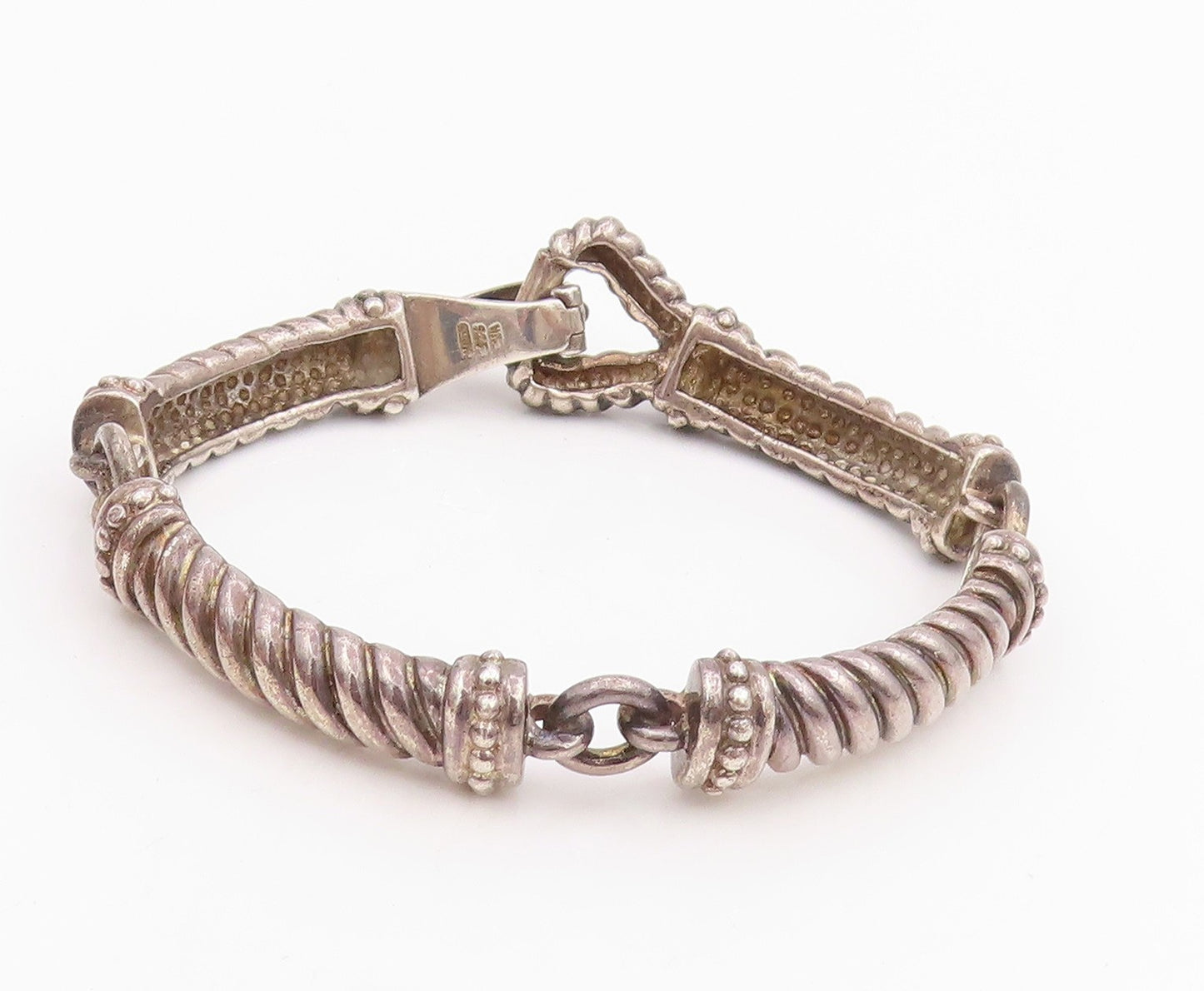 925 Sterling Silver Vintage Bracelet WHITHEY KELLY Twisted Rope Link  BT11489