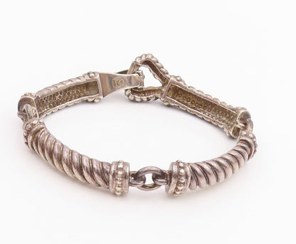 925 Sterling Silver Vintage Bracelet WHITHEY KELLY Twisted Rope Link  BT11489